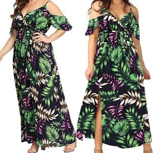 Plus size drop shoulder maxi sundress